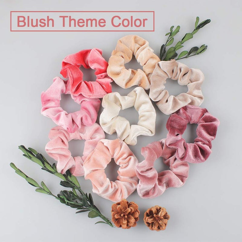 Heqishun 18 Pcs Blush Theme Hair Scrunchies Velvet Elastic Hair Bands Pink Love Scrunchy Hair Ties Hair Bobbles for Women and Girls - Image 2